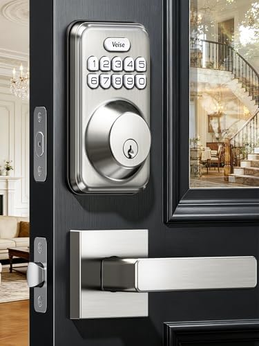 Veise DK01-B Keyless Entry Deadbolt Lock with Handle Set, Satin Nickel