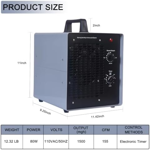 0zone Generator, 4500 Sq/Ft Portable 0zone Machine Ionizer for Commercial, Industrial, Car, Home, Basement