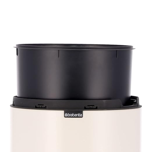 Brabantia Press-Top Kitchen Trash Can | Soft Beige | 8 Gallon / 30L | Home Trash Can with Soft-Touch Stay-Open Lid & Removable Inner Bucket | + Trash Bags