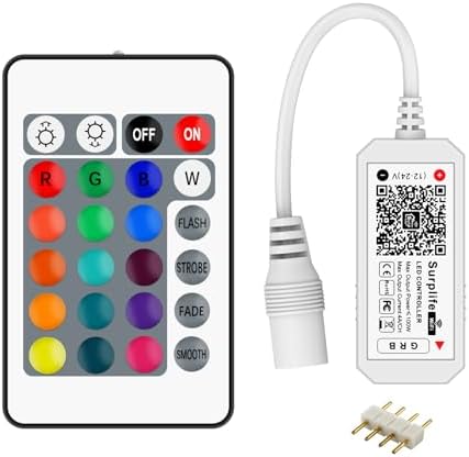 Smart WiFi RGB LED Light Strip Remote Controller, 24 Key RF Wireless Remote