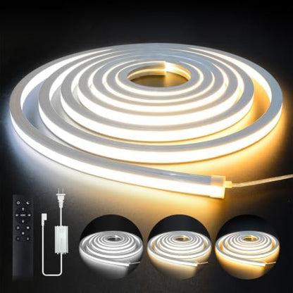 LED Strip Lights 98.4ft 110-120V,Dimmable Silicone Neon Rope Lights,Flexible Outdoor Waterproof Neon Strip Lights for Mirror,Kitchen,Cabinet,DIY Lighting