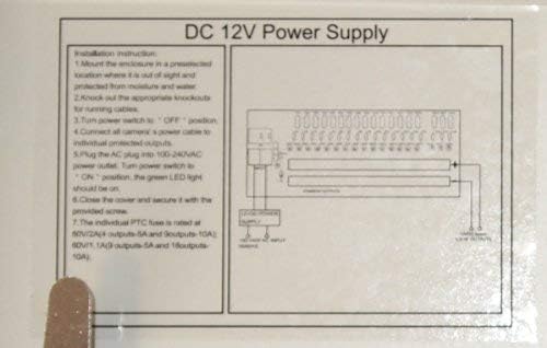 EVERTECH 8 Channel 9 Port Power Box Security Camera 12V DC 5A Ampere CCTV DVR Power Supply Switch Box Key Locked