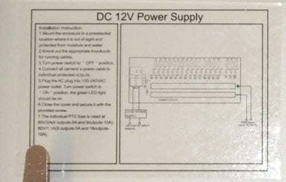 EVERTECH 8 Channel 9 Port Power Box Security Camera 12V DC 5A Ampere CCTV DVR Power Supply Switch Box Key Locked