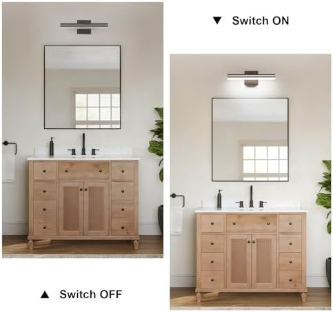 SineRise 16-Inch LED Modern Bathroom Vanity Light Bar, Brown Modern Acrylic Bathroom Wall Lighting Fixtures Over Mirror (Cool White 6000K)