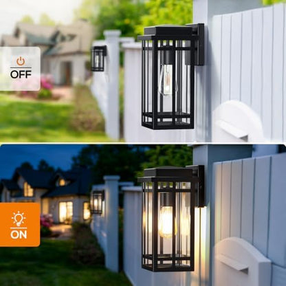 12'' Outdoor Wall Lights 2 Packs, Black Porch Light Outdoor Lighting
