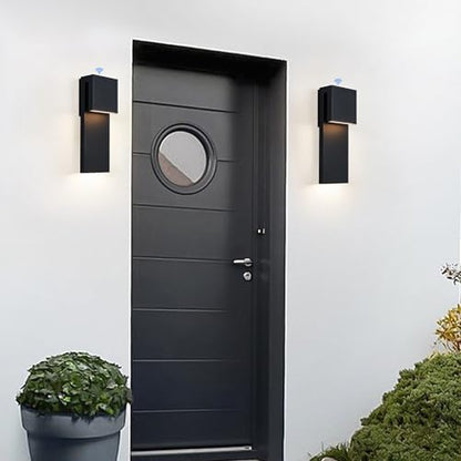 Tarentlight Dusk to Dawn Outdoor Lighting Fixture Wall Mount,Modern Integrated LED 2-Light 17W, Exterior Sensor Front Porch Light,Textured Black,Anti Rust Outside Wall Lights for House,Doorway,Garage