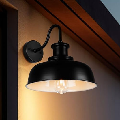 Solar Barn Light for Outside, Dusk to Dawn Outdoor Wall Lights Solar Powered, Farmhouse Exterior Wall Sconce, Industrial Outside Lighting Fixture, Rustic Lantern for Garage, Barn, Shed