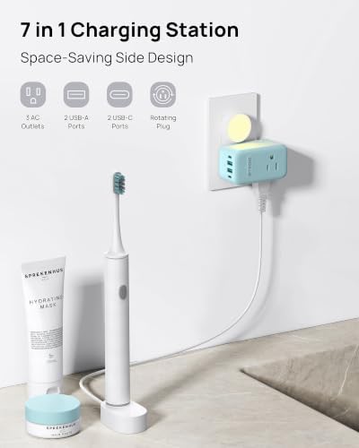 TROND Outlet Extender with USB, Multi Plug Wall Outlet with 3 AC Chargers