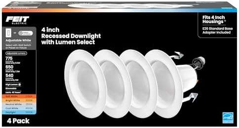 Feit Electric 4 in LED Recessed Downlight - 5CCT, Dimmable - 4 Pack