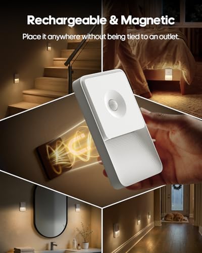 GOODEA 4 Pack Motion Sensor Night Lights, Rechargeable Stair Lights Indoor