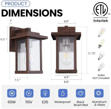 Outdoor Wall Sconce, Brown Outside Porch Light Fixtures Clear Glass