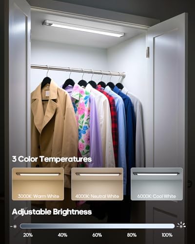 17.5inch Under Cabinet Lighting, 4500Mah Motion Sensor Light Indoor, 4 Pack