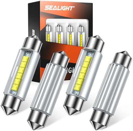 SEALIGHT 578 LED Bulb Super Bright 6500K White 212-2 569 6411 6418 6451 211-2 LED Bulb Interior Car Light 2025-Ceramic Chipset for Map Door License Plate Dome Light Bulb 41mm 42mm (Pack of 4)