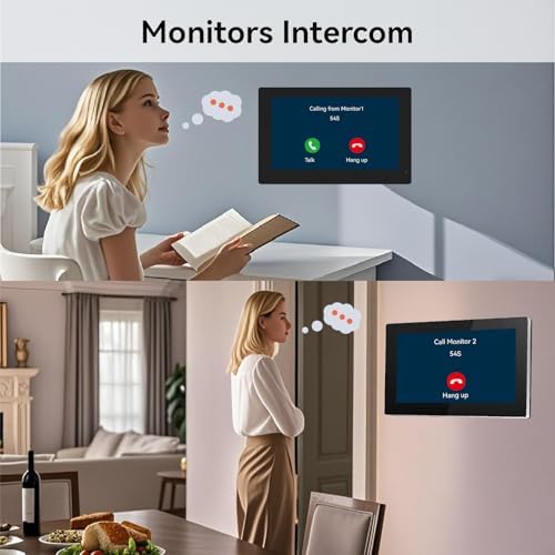 Wired Video Doorbell Apartment Intercom System, 1080P Doorbell Camera, 7-inch Touch Screen, Night Vision, Remote Unlock, Two-Way Intercom for Villa, Home, Office, with 1 Camera and 2 Monitors