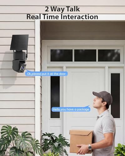 5G & 2.4G Wi-Fi Outdoor Camera Wireless,Solar Security Cameras Wireless Outdoor, 2K 360° PTZ Camera, Solar/Battery Powered, PIR Human Detection, Color Night Vision,Two-Way Talk, Compatible with Alexa