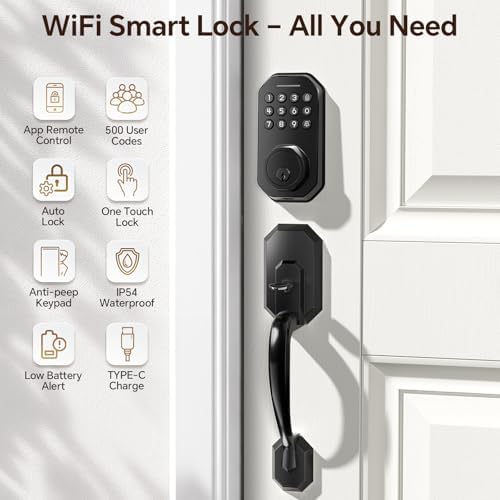 Ulecoce SL03 Front Door Lock Set, Keyless Entry Door Lock, Matte Black