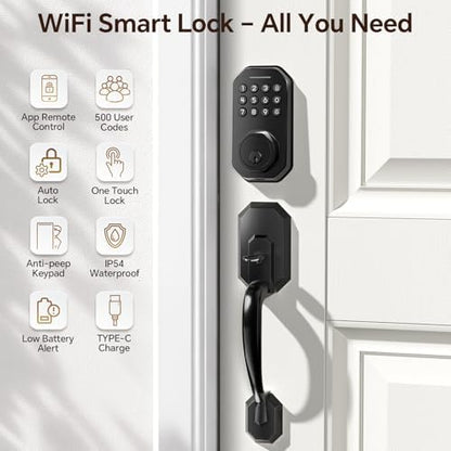 Ulecoce SL03 Front Door Lock Set, Keyless Entry Door Lock, Matte Black