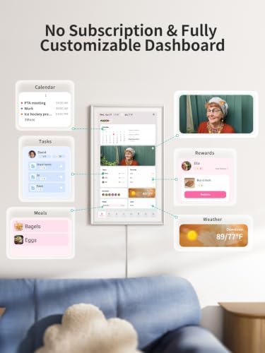 Airzeen 10.1" Digital Wall Calendar, No Subscription Smart Family Planner