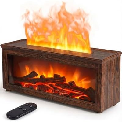 Essential Oil Diffuser, 7-Color Fireplace Flame Aromatherapy Humidifier