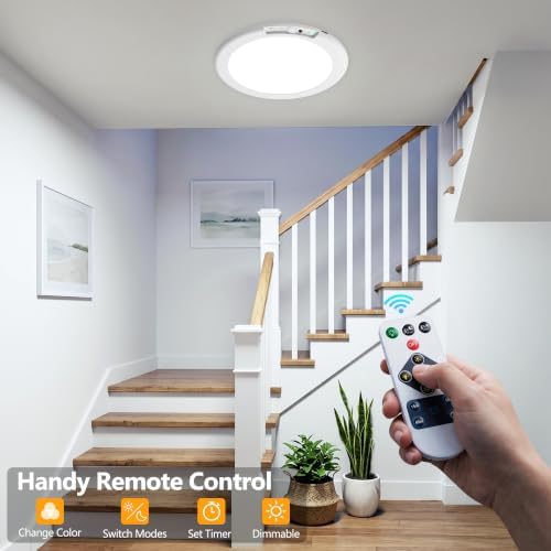 ODEETRONIC Rechargeable Motion Sensor LED Ceiling Light, 2 Pack for Closet