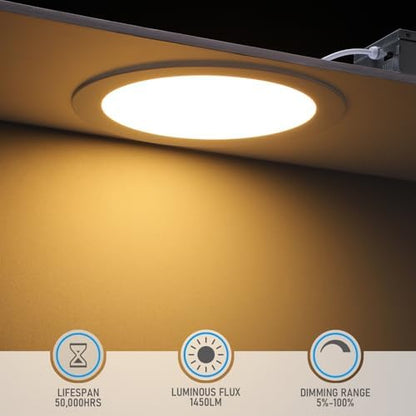 TORCHSTAR 12-Pack 5CCT 8 Inch Ultra-Thin LED Recessed Light, CRI90 18W