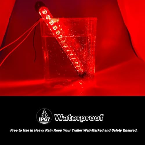 10" LED Trailer Brake Lights Bar Strip Aluminum Alloy Base Red Stop Turn Identification Side Marker Tail Lights Assembly for Truck Marine Boats, 15 LEDs 2Pcs