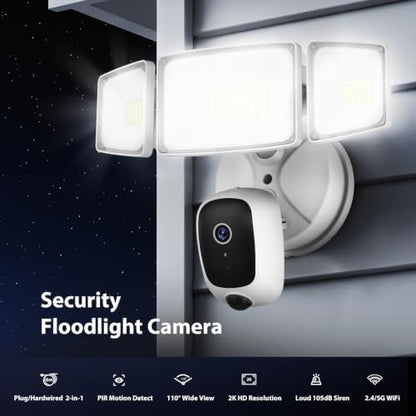 Onforu 2K Floodlight Camera Plug&Hardwired, Smart Security Camera Outdoor