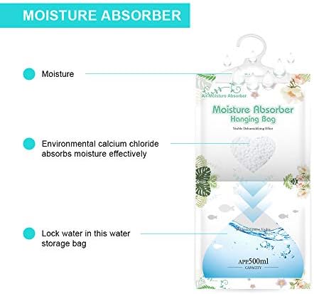 CANAGER Hanging Moisture Absorber-12 Packs, Hanging Dehumidifier Bags for Closet,Bedroom and kitchen,Fragrance Free,Moisture Absorb 12.5OZ