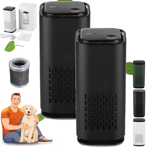 The Pet Air Purifier, Pet Air Purifiers for Home Pee Smell, With True Hepa 3-in-1 Filters, Covers up to 990 Ft² for Pet Hair, Allergies, Dust, Smoke (2*Black)