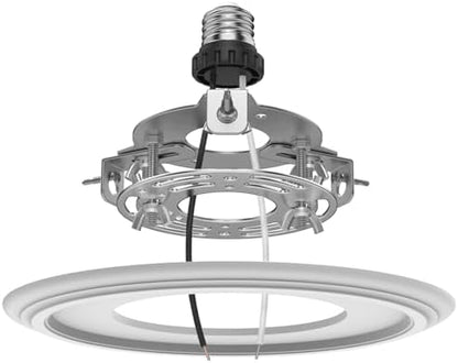 5 and 6 inch Recessed Can Light Conversion Kit, for Ceiling Light Fixture, Pendant Light, Hanging Light, Ceiling Fan, with 7’¾ Beveled & Flat, Steel, Medallion, White Finish