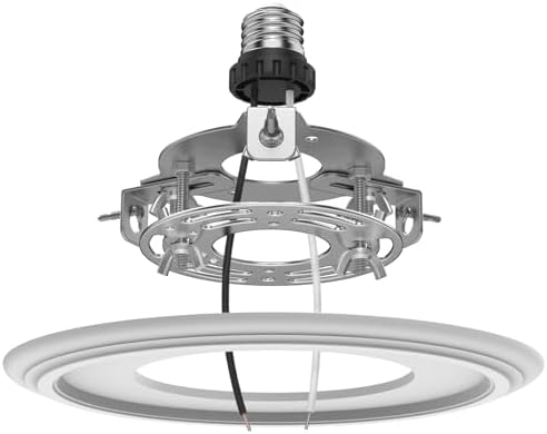 5 and 6 inch Recessed Can Light Conversion Kit, for Ceiling Light Fixture, Pendant Light, Hanging Light, Ceiling Fan, with 7’¾ Beveled & Flat, Steel, Medallion, White Finish