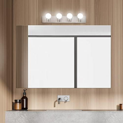 Design House 519298 Contemporary 4-Light Indoor Vanity Light Dimmable for Bathroom Bedroom Vanity Makeup, Satin Nickel