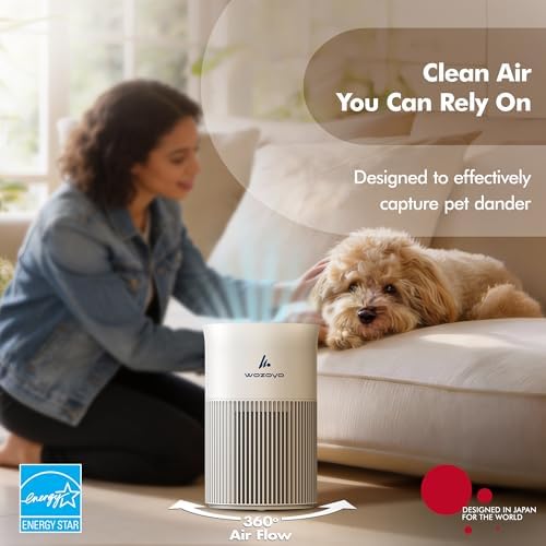 Pure Air PA1 Wozoyo Air Purifier For Bedroom Home, Office, Desktop, AHAM VERIFIDE, Covers Up To 300 ft², 3-in-1 HEPA Filter Cleaner With Aroma Pad, Filters Smoke, Pet Dander, Odor, Dust