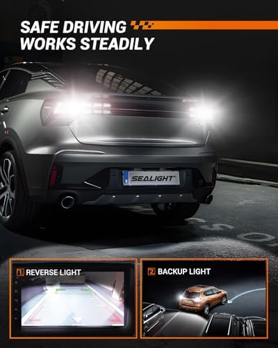 SEALIGHT 7443 7440 LED Bulb White Reverse Light, 7444na 7441 7444 T20 W21W LED Light Bulb with Projector for Backup Light,Tail Light,Brake Parking, Pack of 2
