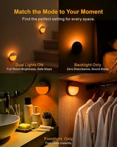 YUNLEX Small Motion Sensor Amber Night Light Battery Operated, Toilet Light