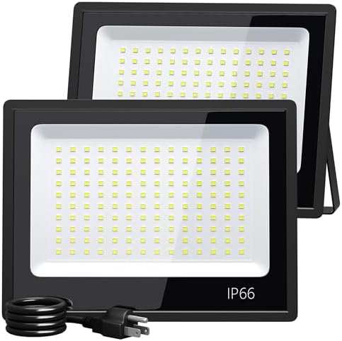 XXBSAZ 100W LED Flood Lights Outdoor, 12500LM Daylight 6500K, AC85-265V High Power Commercial Work Light, IP66 Waterproof Super Bright Security Stadium Lights for Parking Lots, Warehouses, Yard