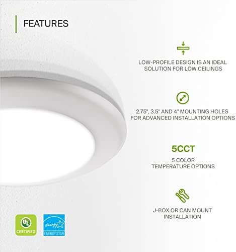 ASD 12 Pack LED Disk Lights 6 Inch, 5CCT Flush Mount Ceiling Light Fixture