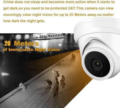 Real HD 4K 8MP Turret Dome TVI CVI AHD Analog 4 in 1 CCTV Security Camera, 65ft IR Night Vision, 2.8mm 100° Wide Viewing Angle, Outdoor, Full Metal Housing, ONLY Compatible with 8MP 4K DVR
