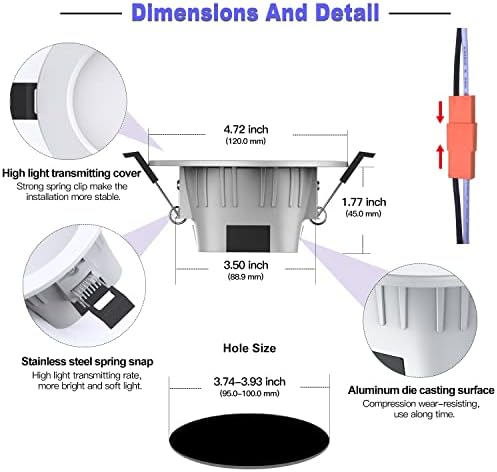 4" Smart Recessed Lighting 10 Pack, Multicolorred, Dimmable, 2700K~6500K, CRI80+, 4 Inch Color Changing Bluetooth Mesh LED Ceiling Light, RGB Canless Retrofit LED Downlight