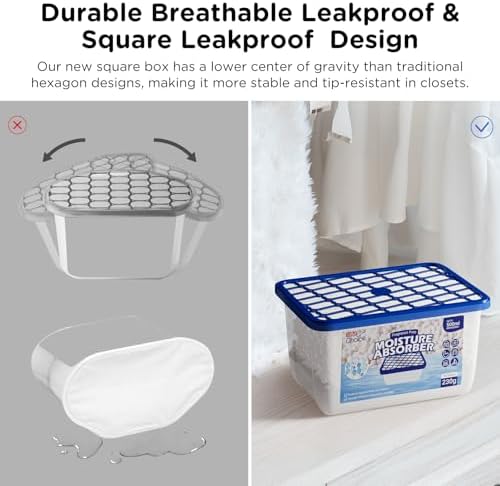 W&E Choice Moisture Absorbers, Portable Humidity Absorber Boxes for Your Bathroom, Closet & Car, Dehumidifier with Fragrance Free, 12 Pack