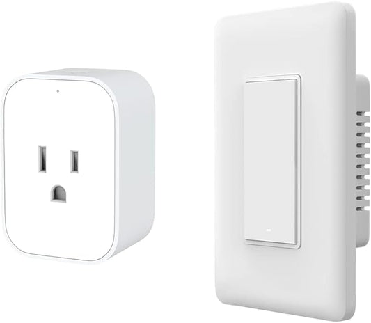 Aqara Smart Plug Plus Smart Light Switch (With Neutral, Single Rocker), with Energy Monitoring, Scheduling and Voice Control, Compatible with Alexa, Google Assistant, IFTTT, and Apple HomeKit