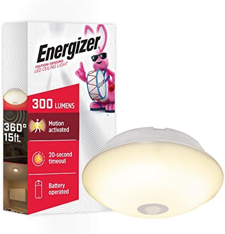 Energizer Motion Sensor Ceiling Light, Battery Operated, 300 Lumens
