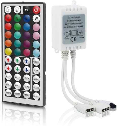 44 Key RGB LED Strip Light Remote Controller, Low Voltage LED IR Remote