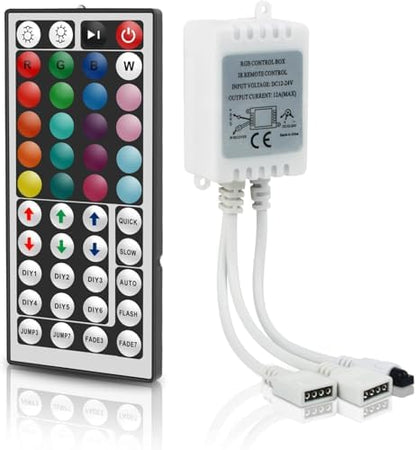 44 Key RGB LED Strip Light Remote Controller, Low Voltage LED IR Remote