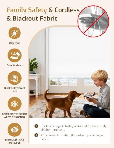 Grandekor No-Drill No Tools Motorized Blinds with Remote | 48Wx72H White