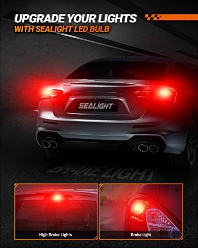 SEALIGHT 3157 LED Bulb Brake Light, 1000% Brighter 3156 LED Bulb Red Super Bright 3056 3057 3047 4057 Bulbs with HD Projector Len, Tail Brake Stop Lights Taillights for Cars, Brilliant Red 2PCS