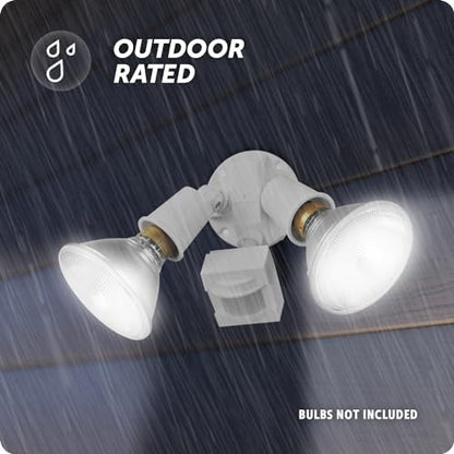 GLOBE Electric 17000269 110-Degree 240 W Twin Head White Hardwired Motion Sensor Security Flood Light, Spotlight, Outdoor, Outside House Lights (Pack of 12)