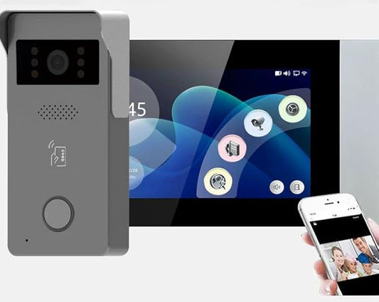 Tuya Smart Office/Home Wireless WiFi Doorbell Camera Security Video Intercom for Access Control System Color Touch Screen Phone App Remote Open with Lock/Fobs/Power Supply Doorbell