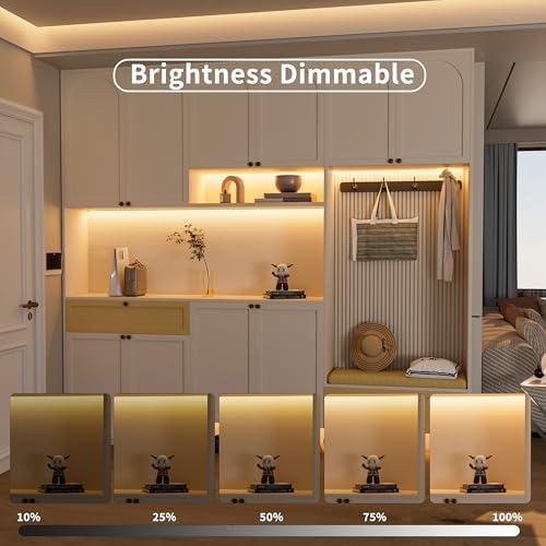 MIWISE COB LED Strip Light 20ft/6.1m,CRI 90+ Warm White 3000K High Lumen Dimmable Super Bright Flexible DC24V LED Tape Light with Controller/Dimmer,for Cabinet Home Office DIY Lighting Projects
