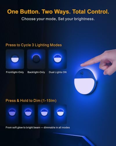 YUNLEX Toilet Light Motion Sensor, Dim Blue Night Light Battery Operated